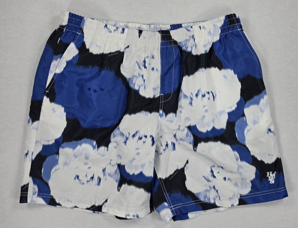 HUF Hamptons Beach Shorts Blue & White Floral Swim Trunks NWT Mesh Lined Mens XL